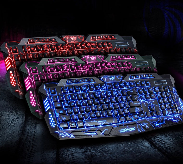 J10 tricolor backlight wired gaming keyboard