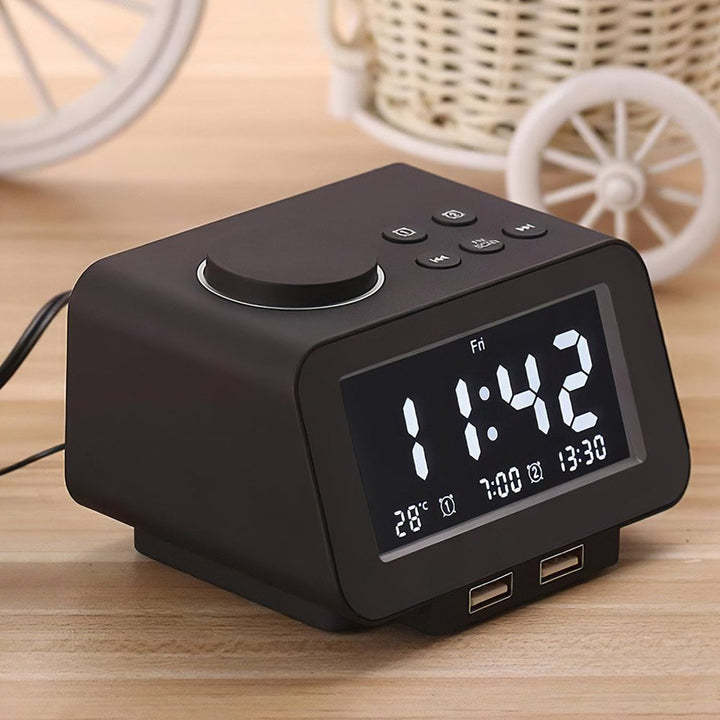 Digital Bedside Mute Dual USB Alarm Clock Radio