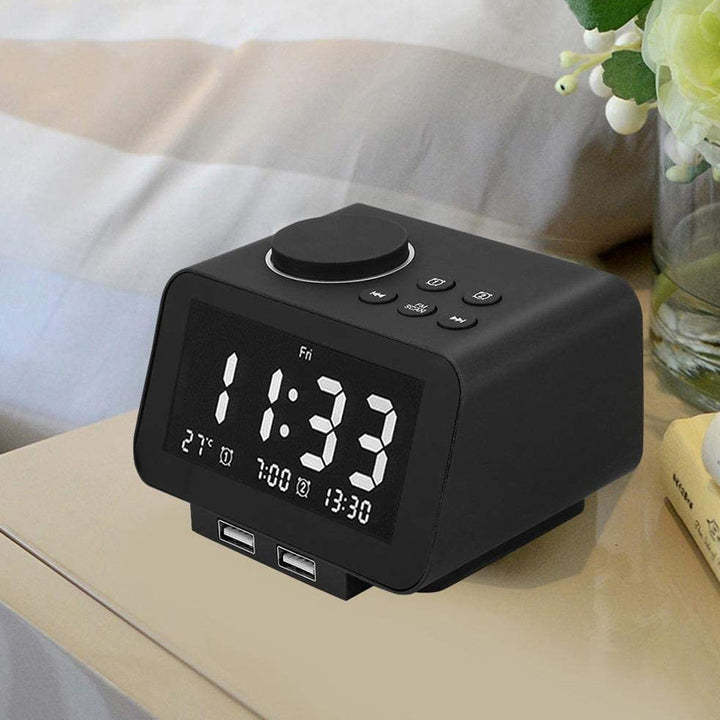 Digital Bedside Mute Dual USB Alarm Clock Radio
