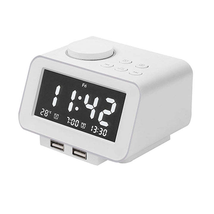 Digital Bedside Mute Dual USB Alarm Clock Radio