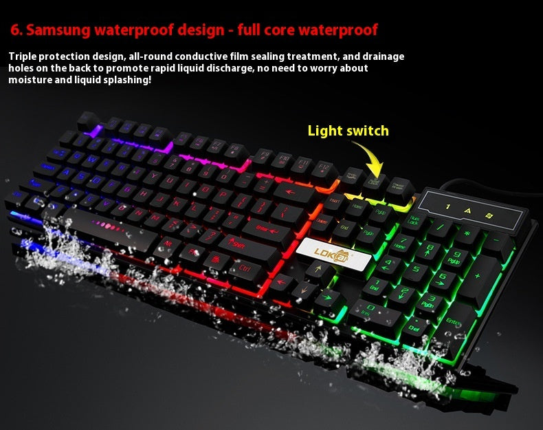 Industry gaming keyboard glowing